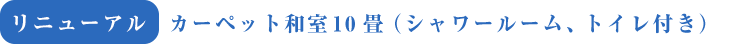 カーペット和室10畳(シャワールーム、トイレ付き)