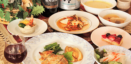 岳園荘 夕食一例01